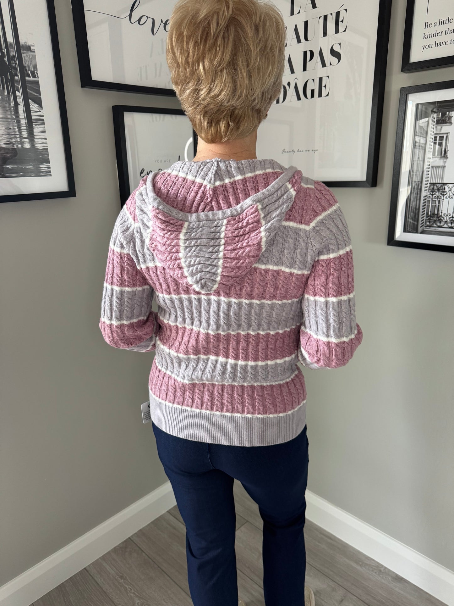 Mudflower Mauve/Pink Cable Knit Hoody