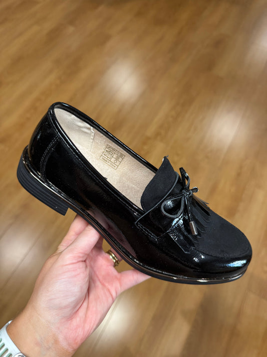 Lunar Cheska Black Fringe Loafer