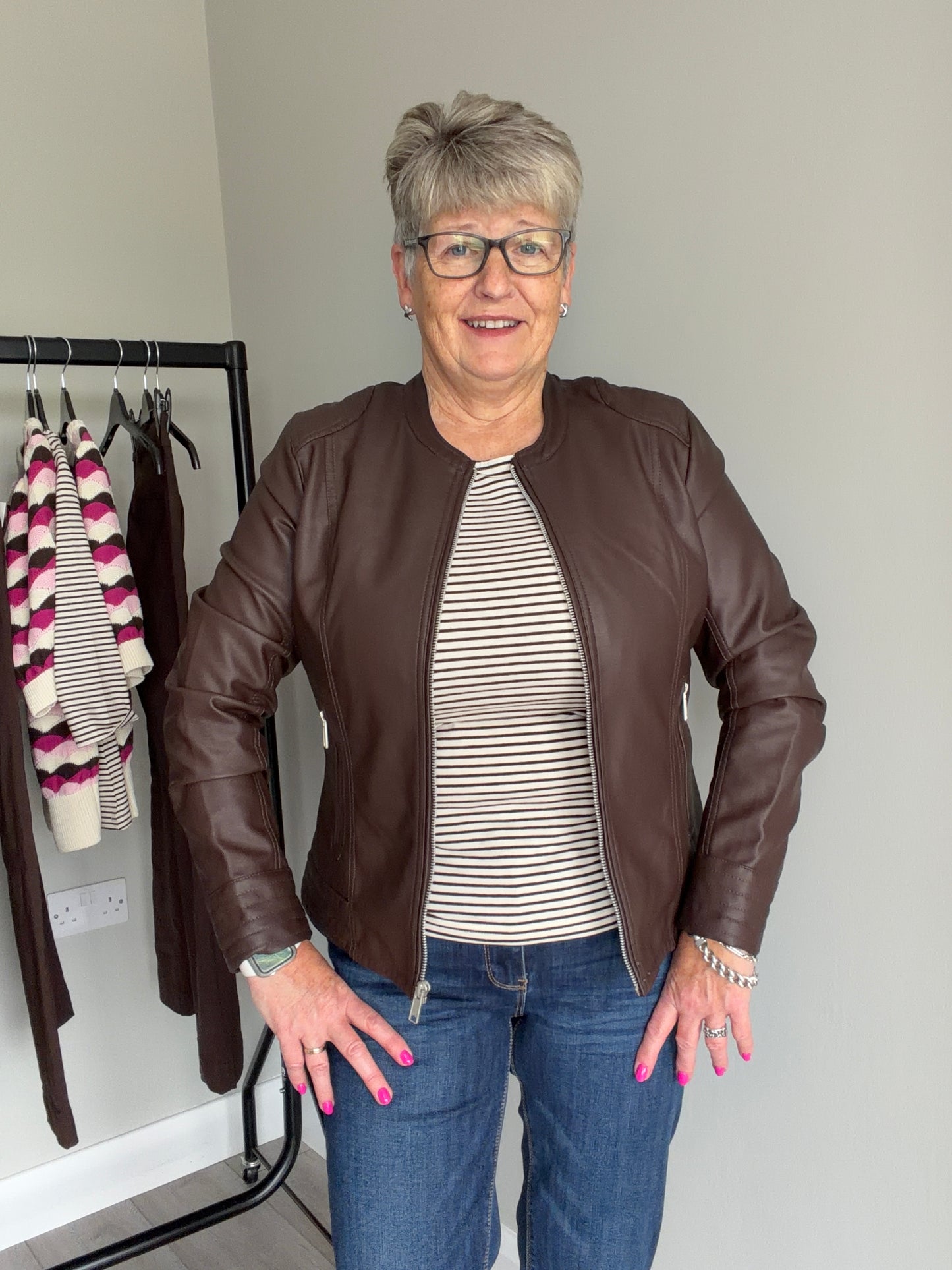 B.Young BYacom Java Brown Faux Leather Jacket