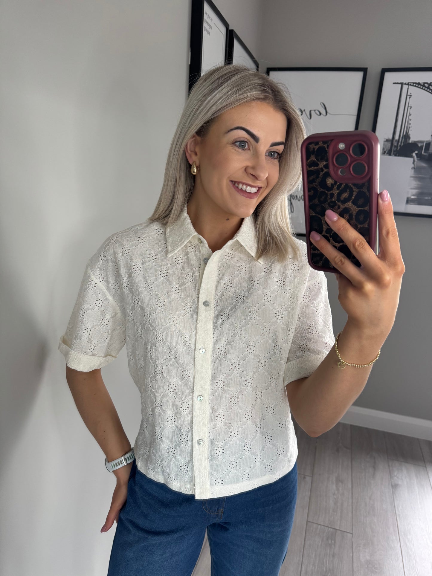 Freequent Cream Lace Shirt