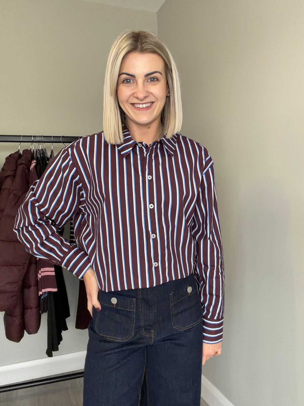 Kaffe KAgavina Fudge/Chalk/Blue Stripe Shirt