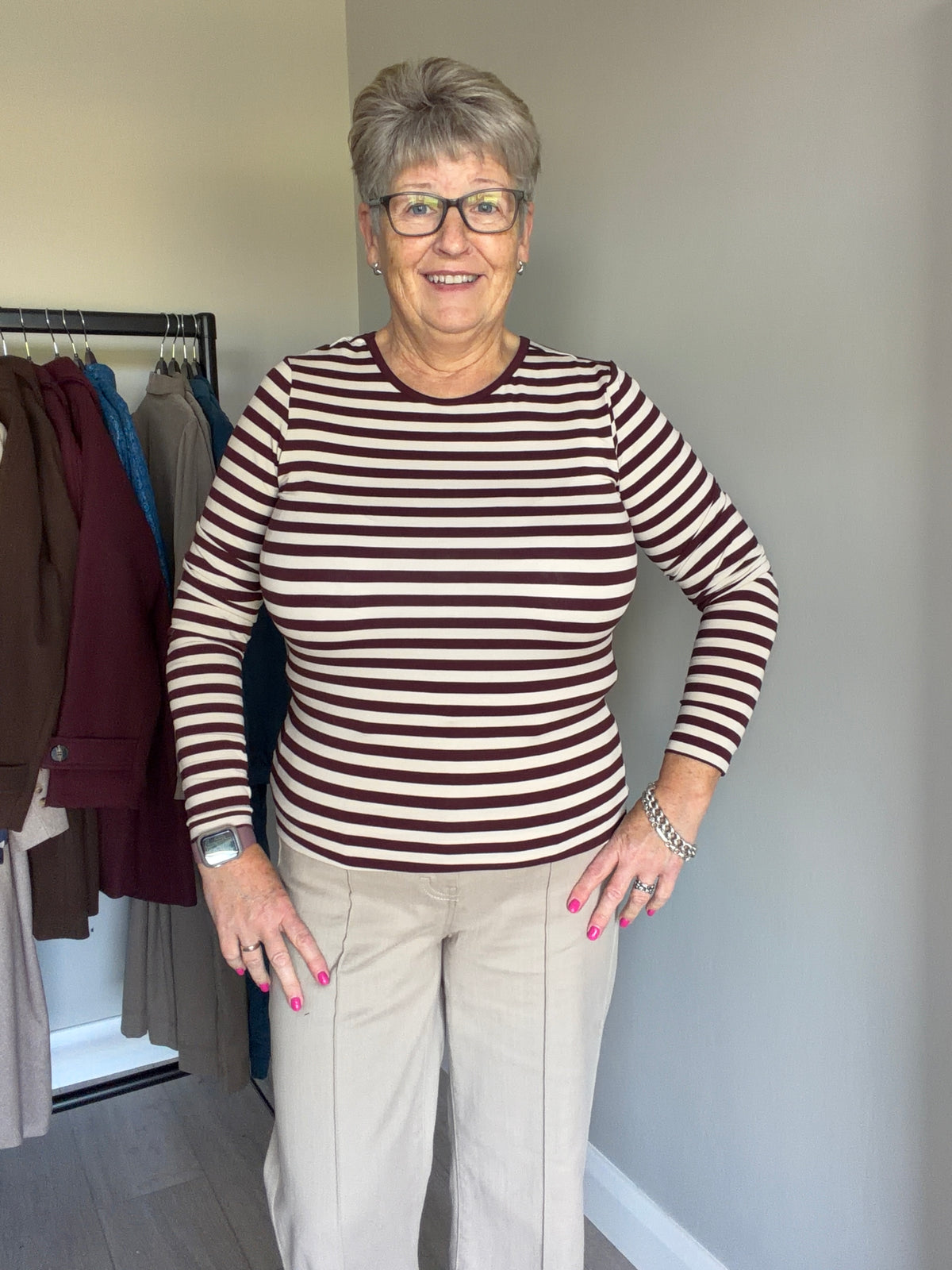 Freequent Port/Moonbeam Striped Top