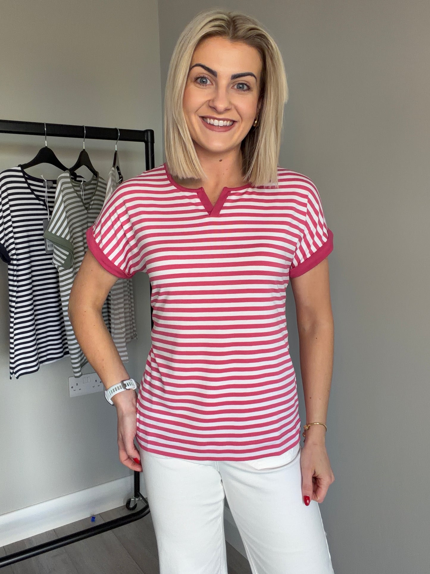 Rosemary/White Striped Tee