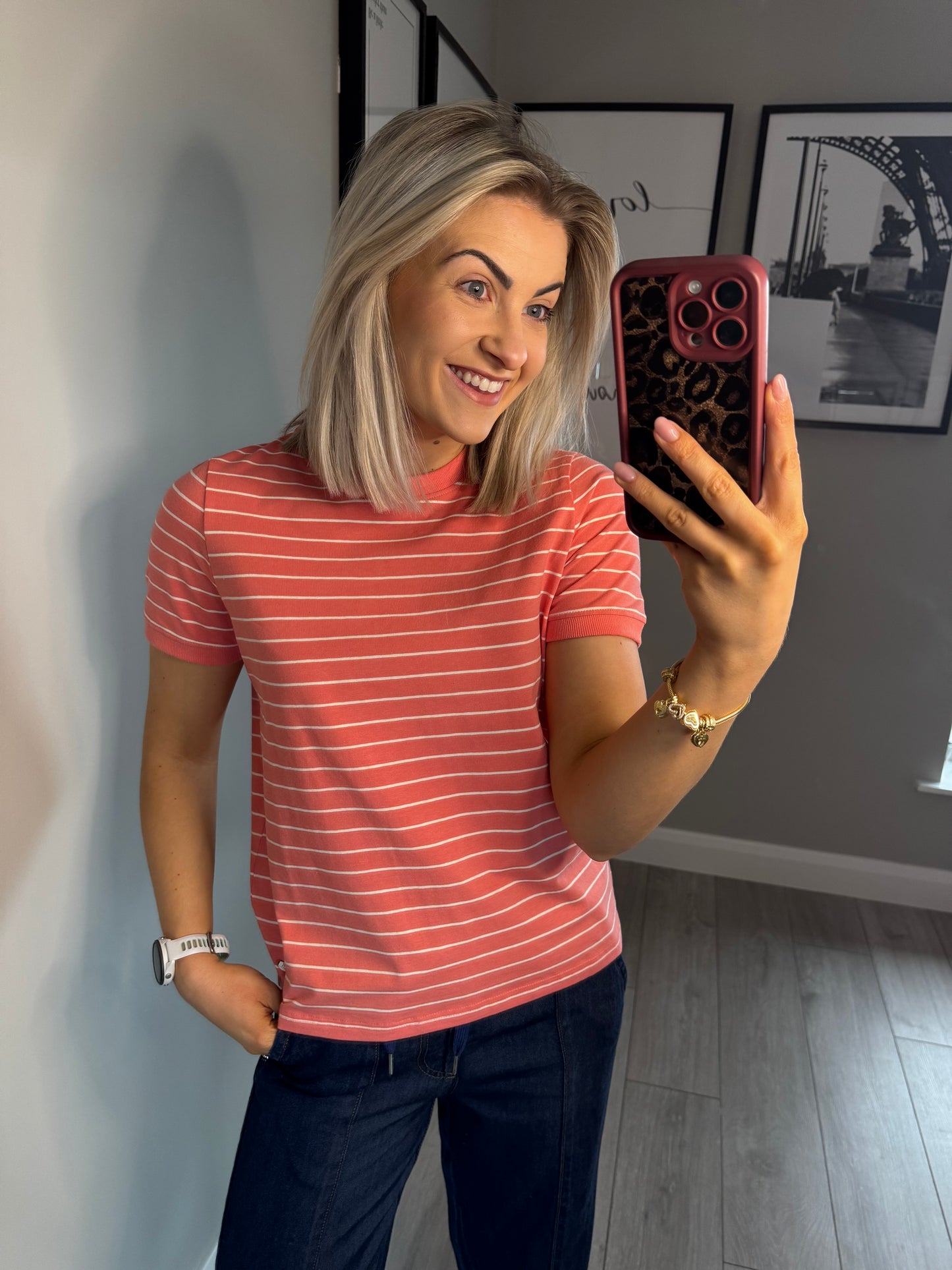 Relax & Renew Paula Coral Stripe Tee