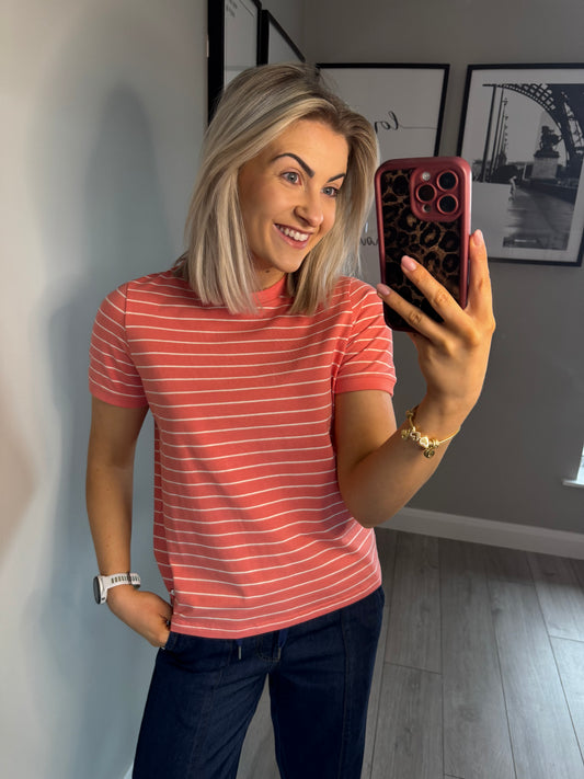 Relax & Renew Paula Coral Stripe Tee