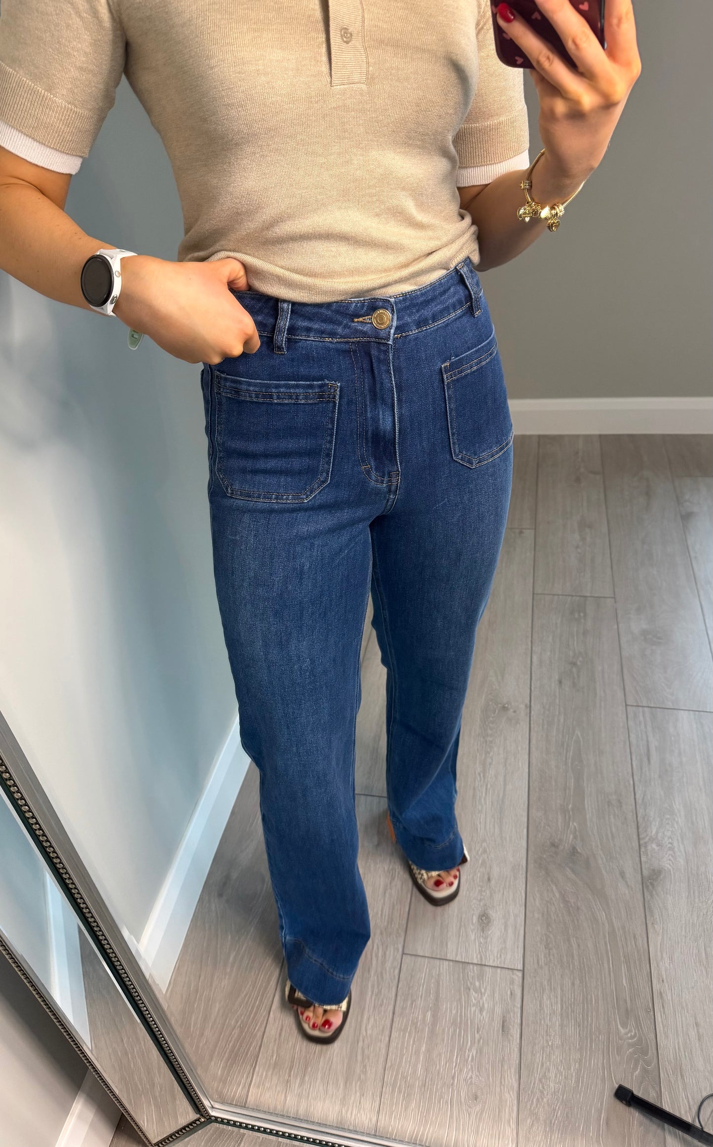 Rant & Rave Cristal Mid Wash Wide Leg Jean