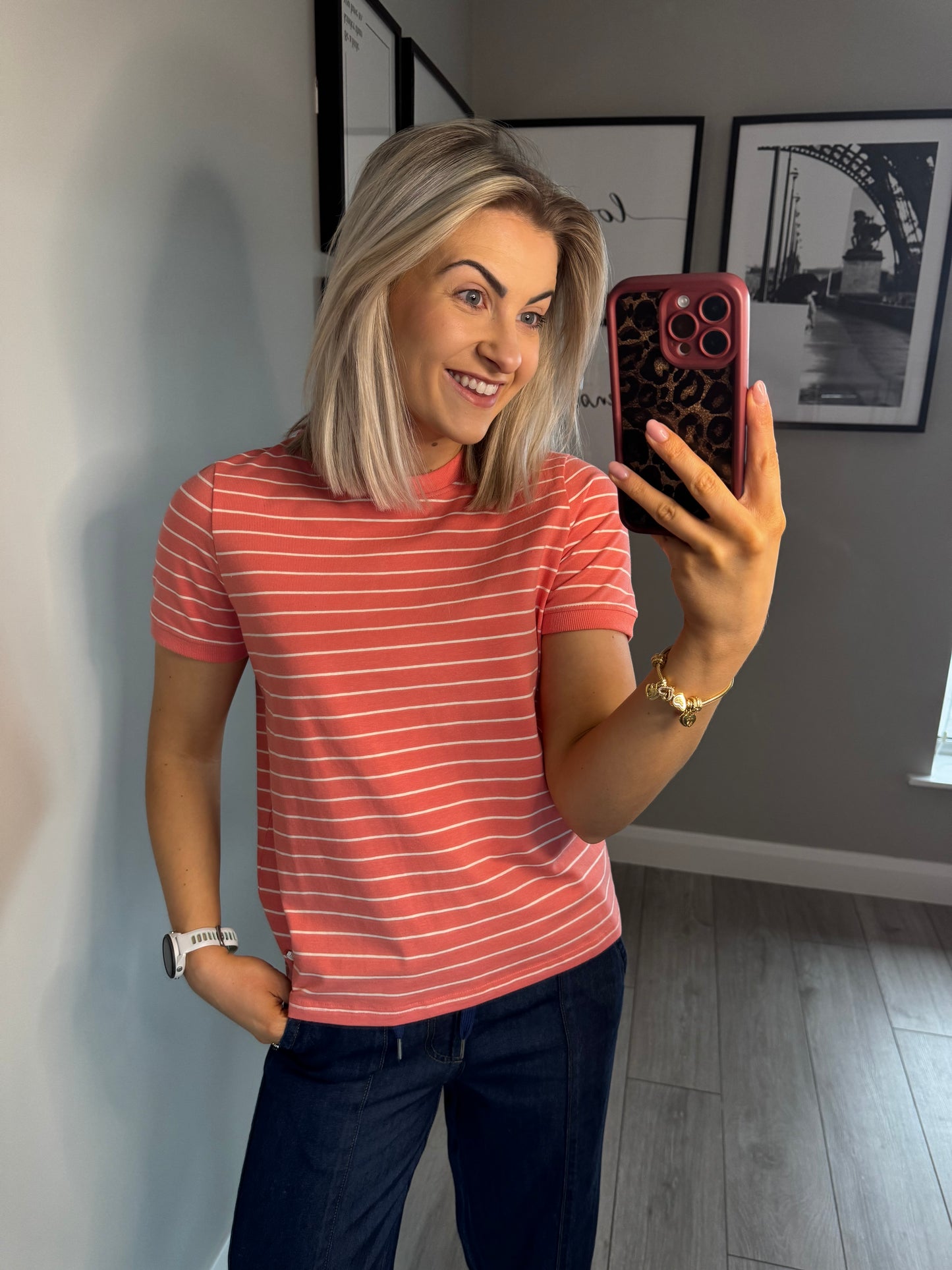 Relax & Renew Paula Coral Stripe Tee