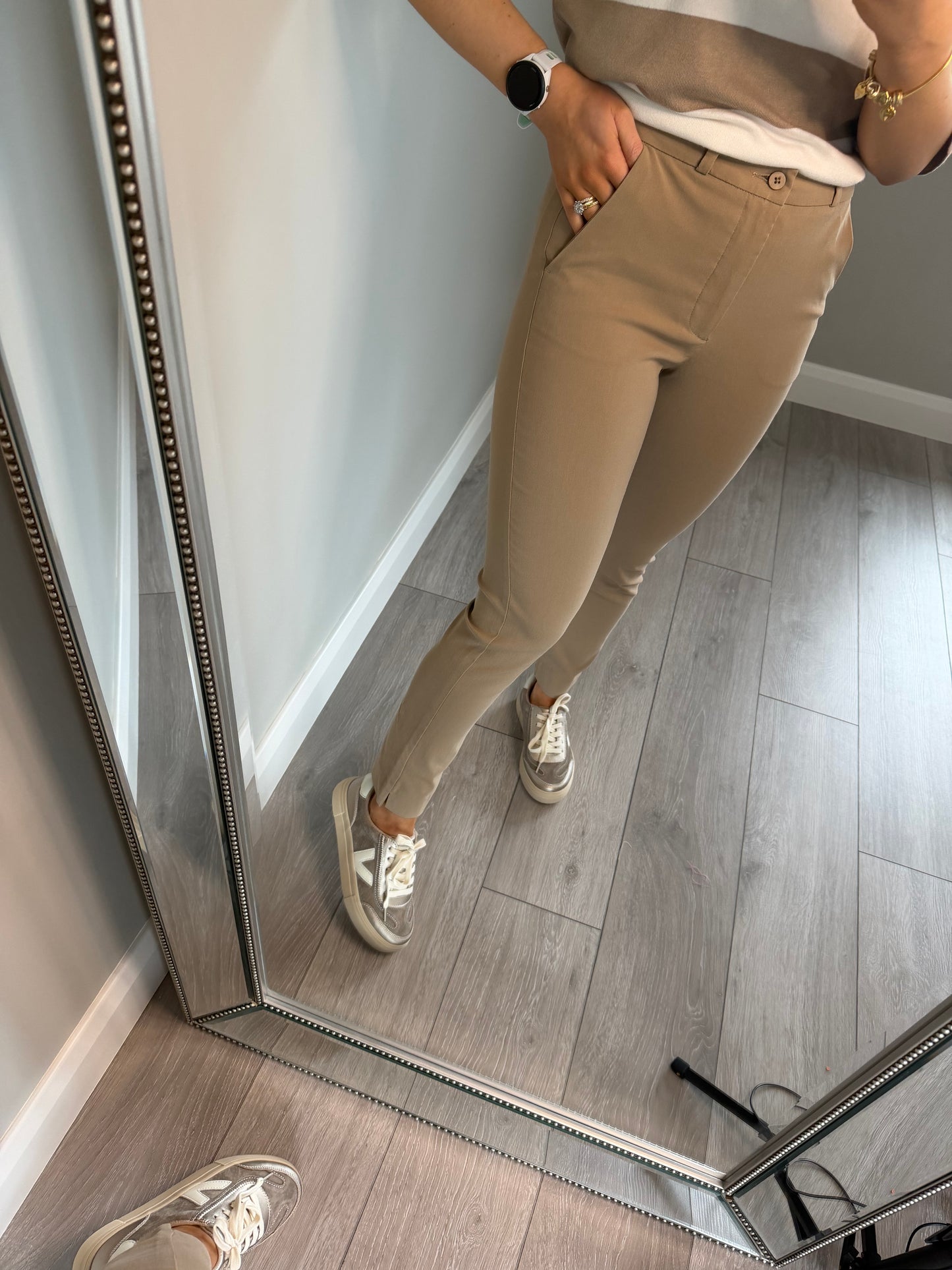 Freequent Beige Bengaline Trousers