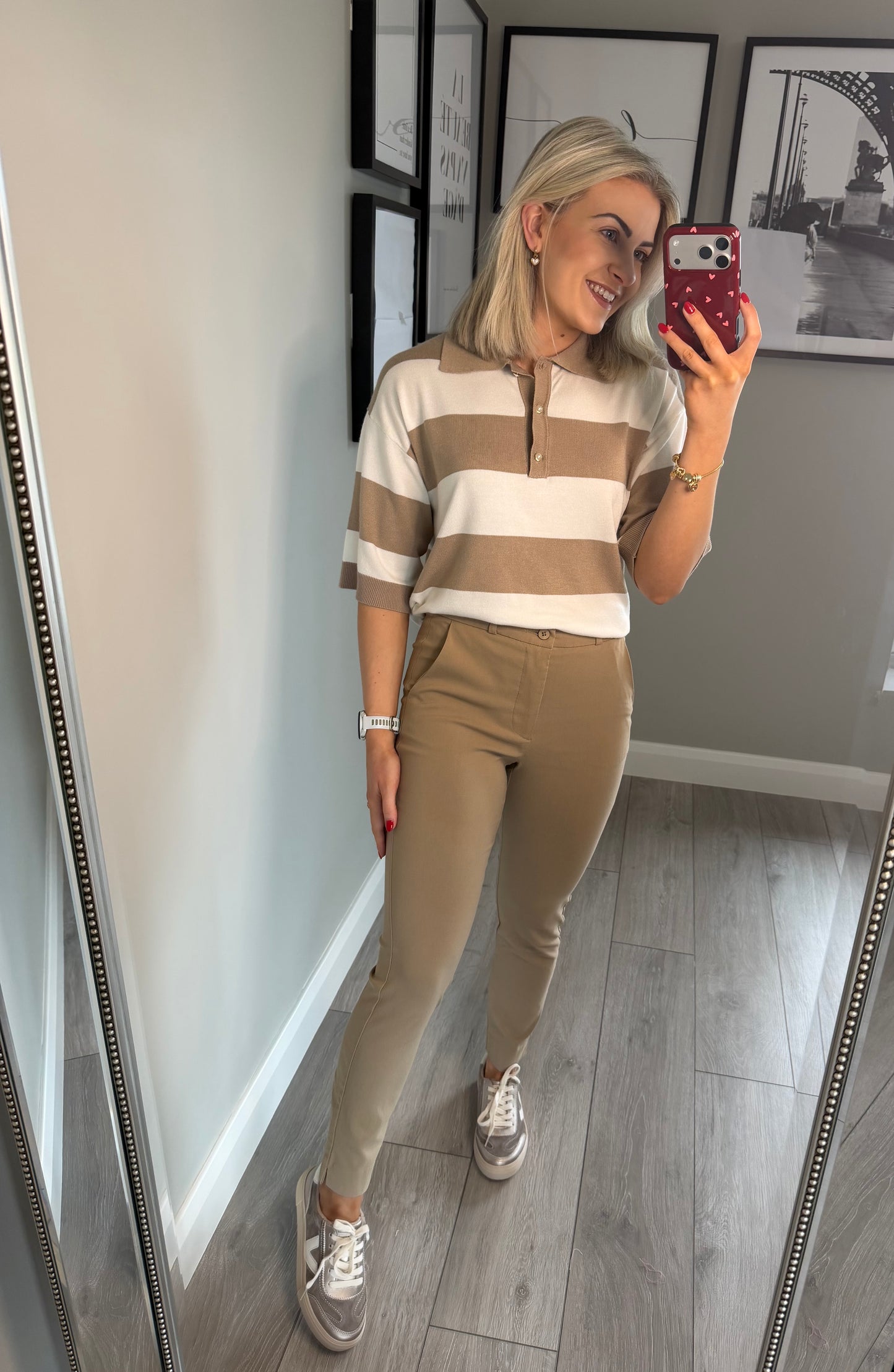 Freequent Beige Bengaline Trousers