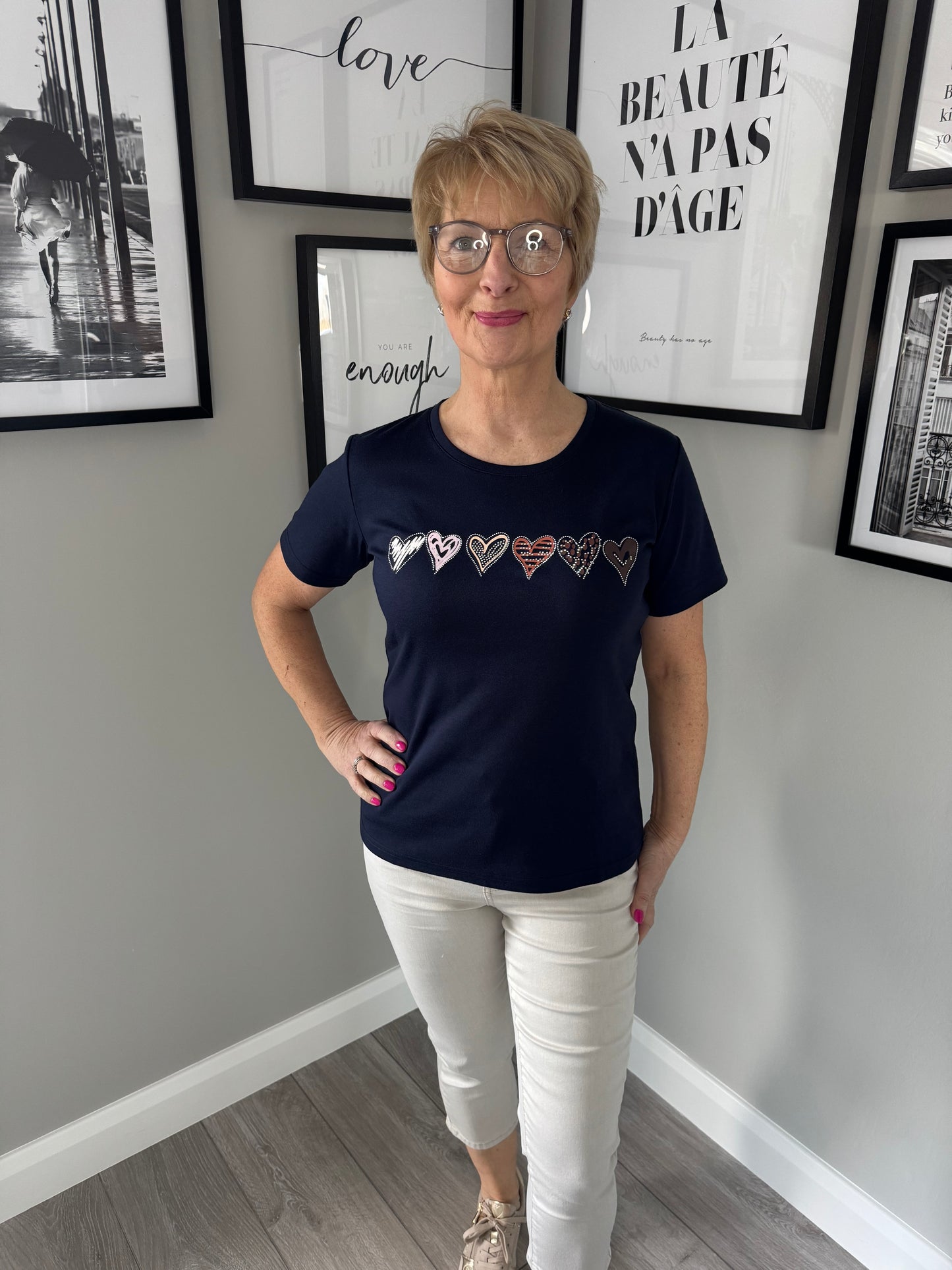 Claudia C Navy Heart Tee