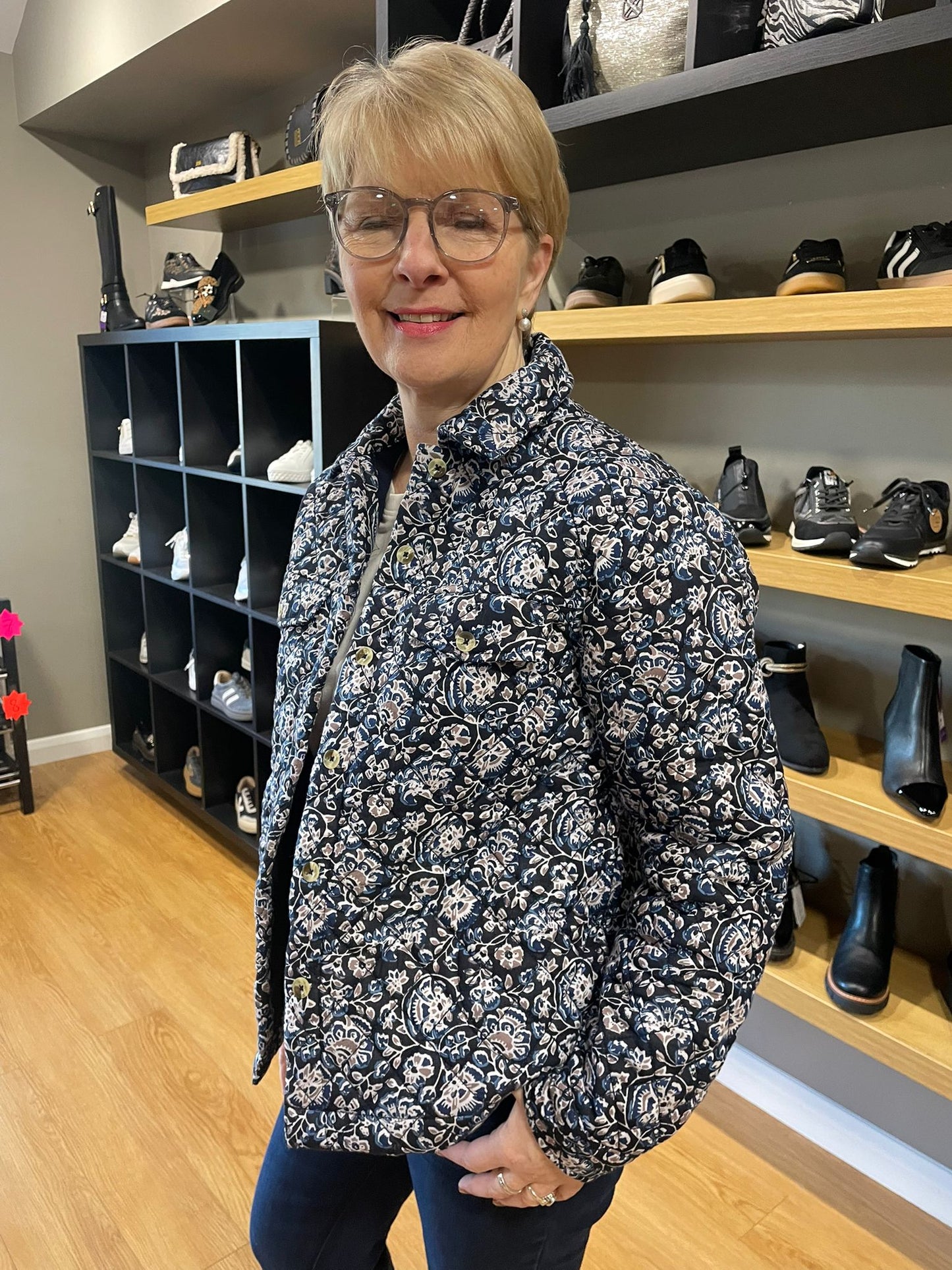 Adini Shree Navy Quilted Shacket