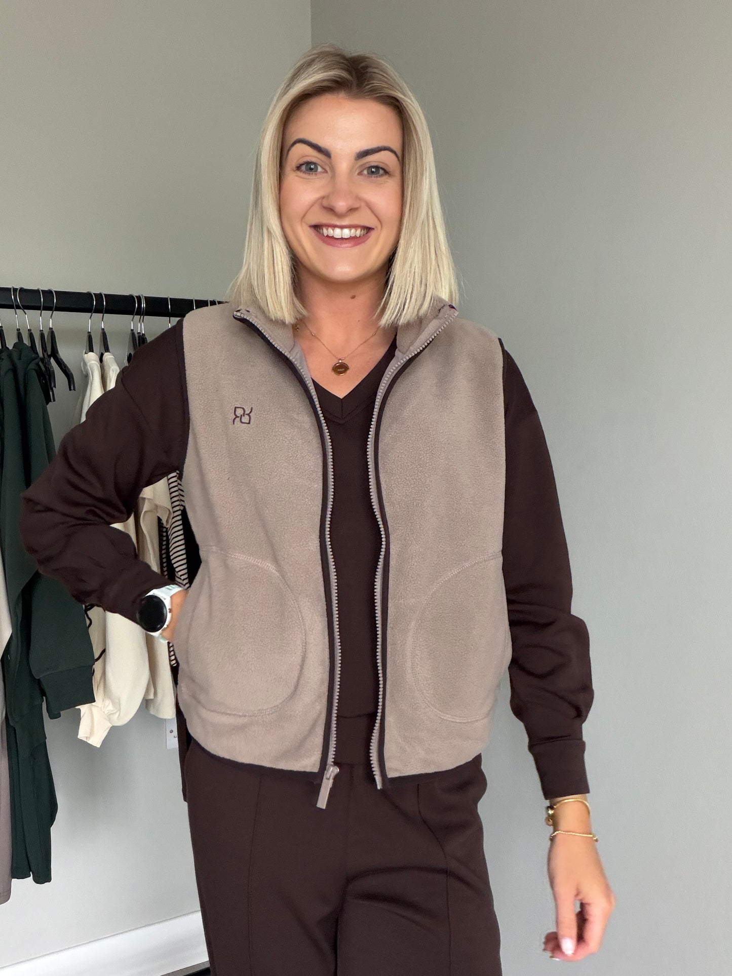 Relax & Renew Tilly Taupe Borg Gilet