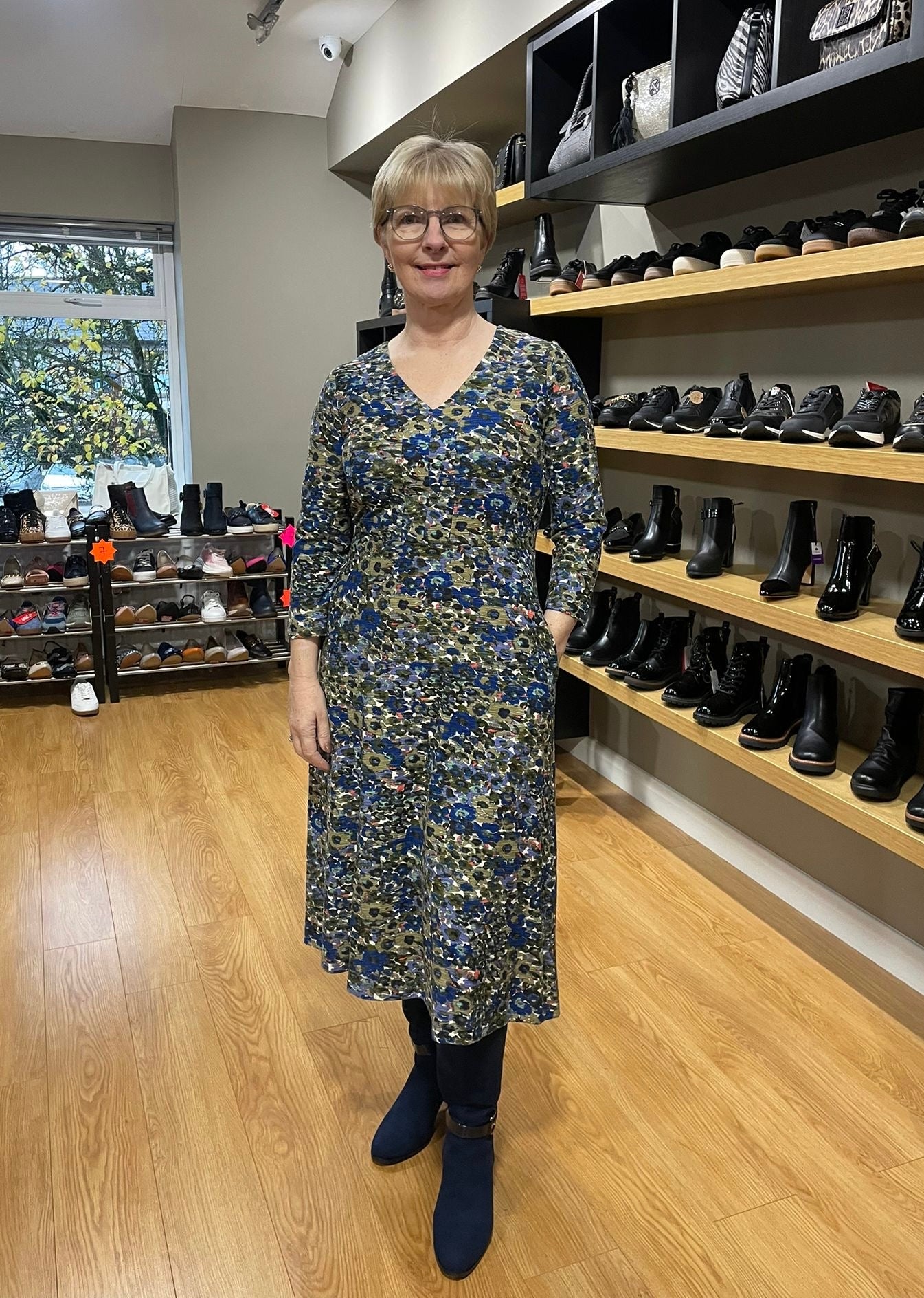 Adini Kiara Avocado Pansy Print Dress