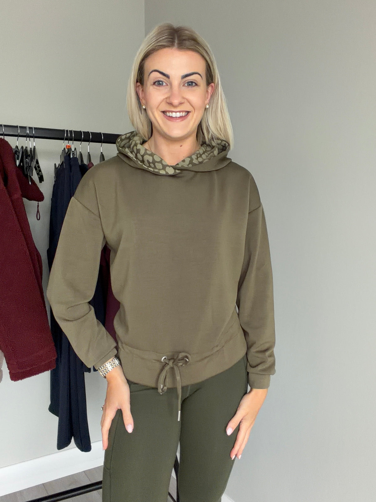 Khaki Green Leopard Hoody