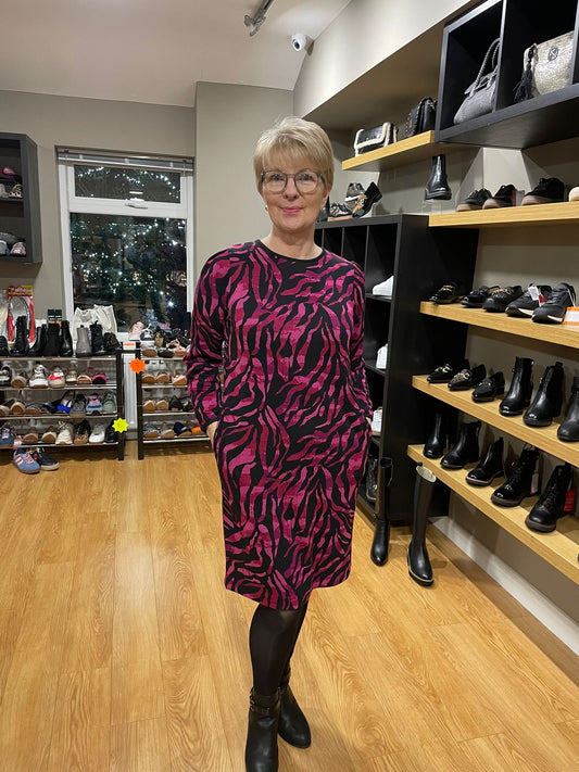 Pomodoro Pink Tonal Zebra Ponte Dress