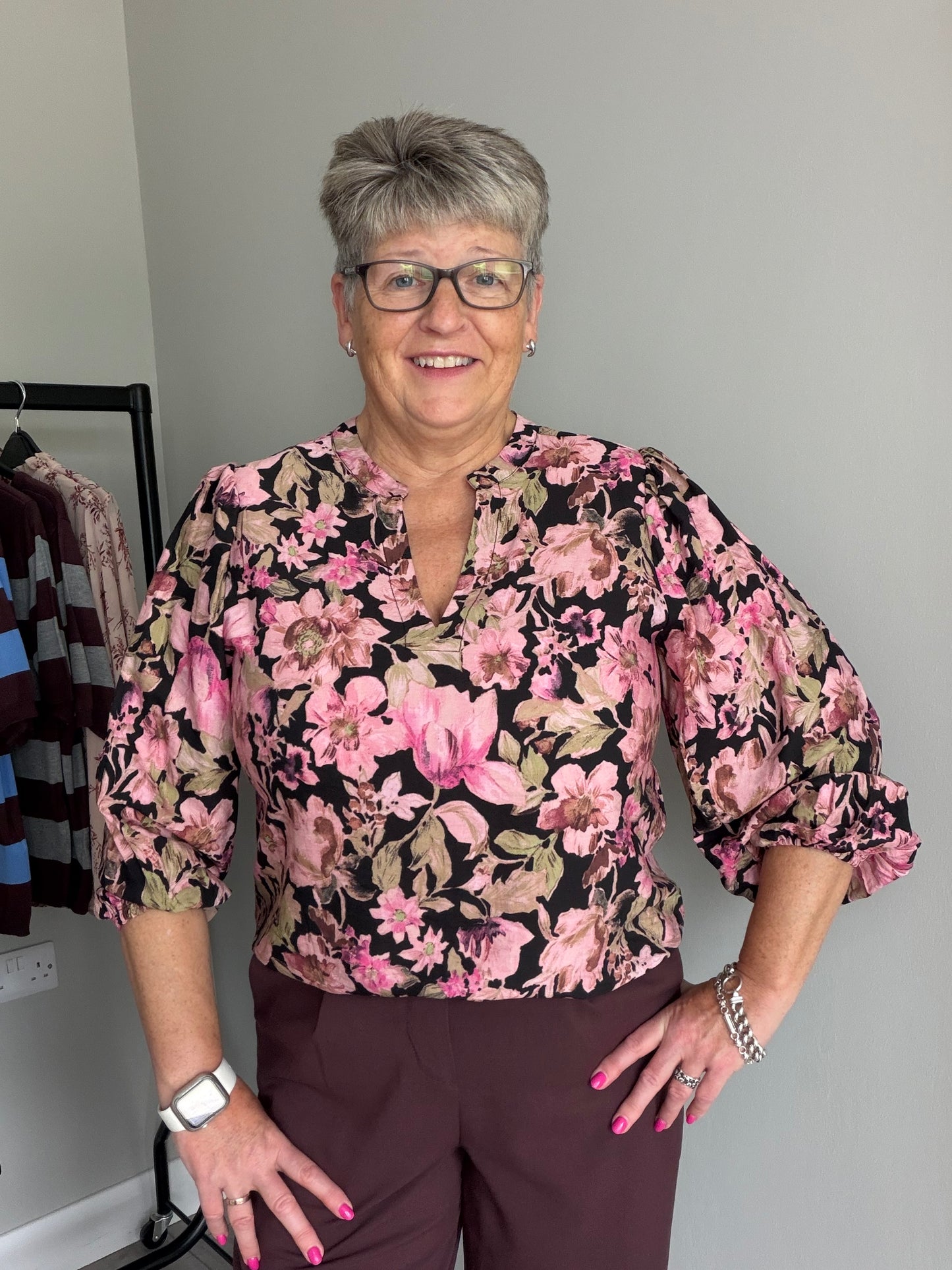 Kaffe KAsirena Pink Flower Print Blouse