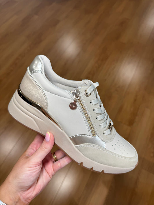S. Oliver Beige Zip Wedge Trainer