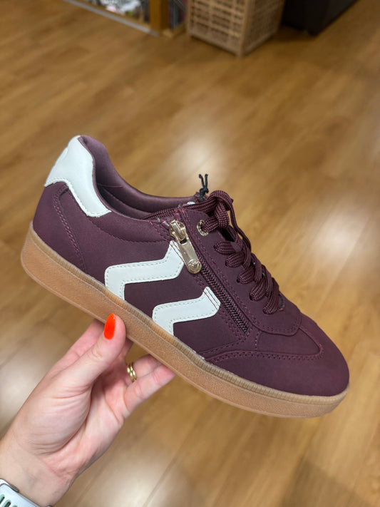 Marco Tozzi Burgundy/Cream Zip Trainer