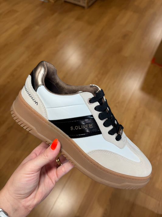 S.Oliver Beige/Black Comb Trainer