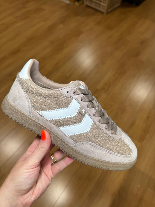 XTI Beige Boucle Stripe Trainer