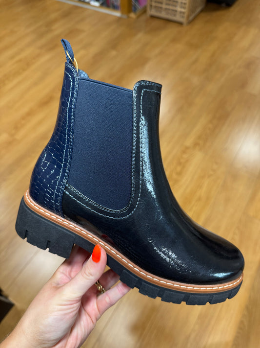 Lunar Peace Navy Patent Chelsea Boot