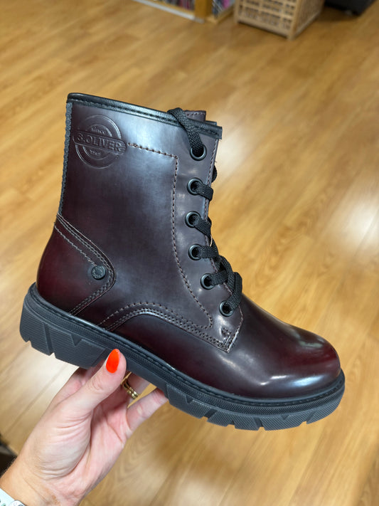 S. Oliver Bordeaux Lace Up Boot
