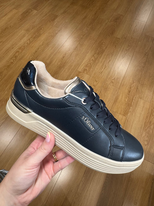 S.Oliver Navy Laced Trainer