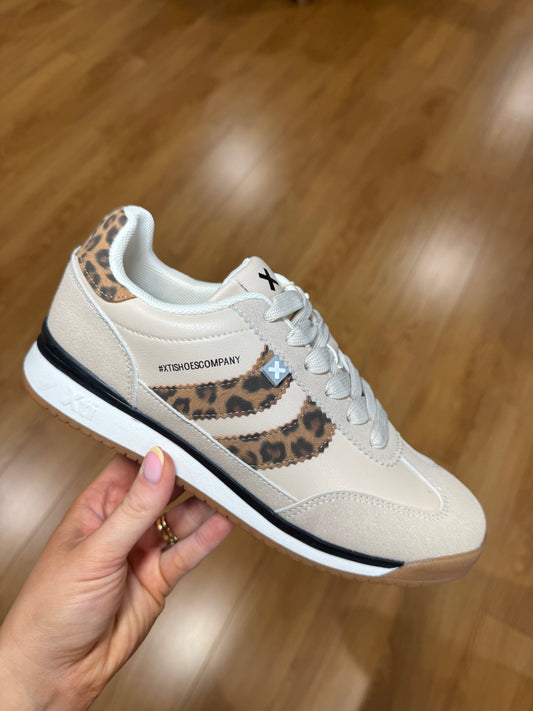 XTI Beige/Leopard Stripe Trainer