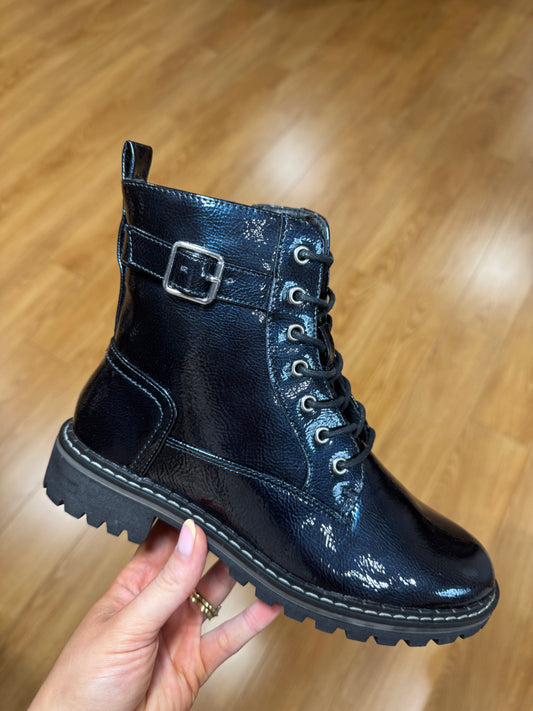 Lunar Parlour Navy Patent Boot