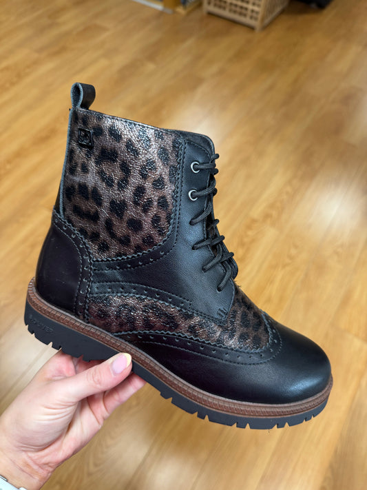 S. Oliver Leopard Brogue Lace Up Boot