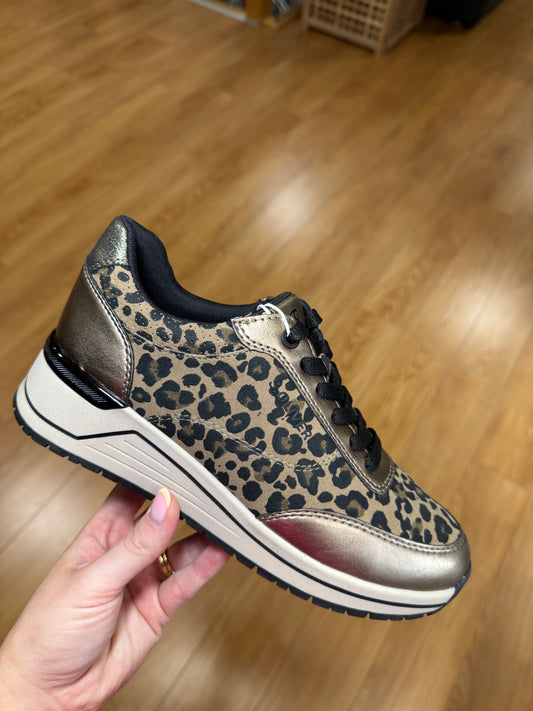 S. Oliver Leopard Wedge Trainer