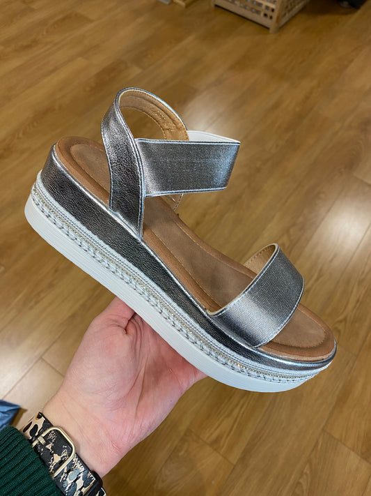 Silver Metallic Platform Sandal