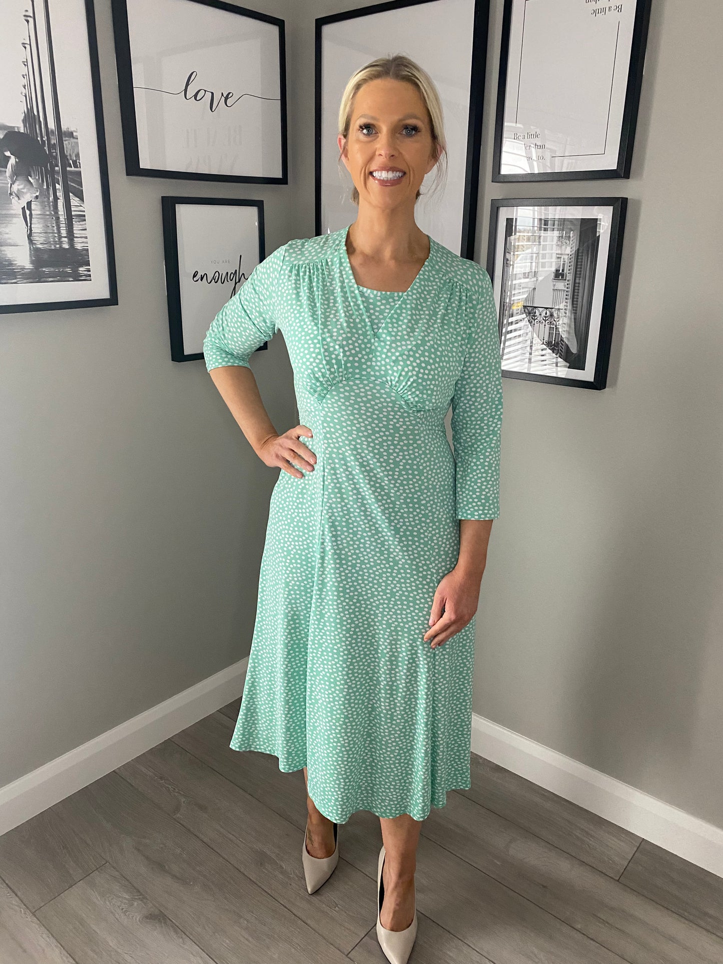 Anonymous Mint Spotted Dress