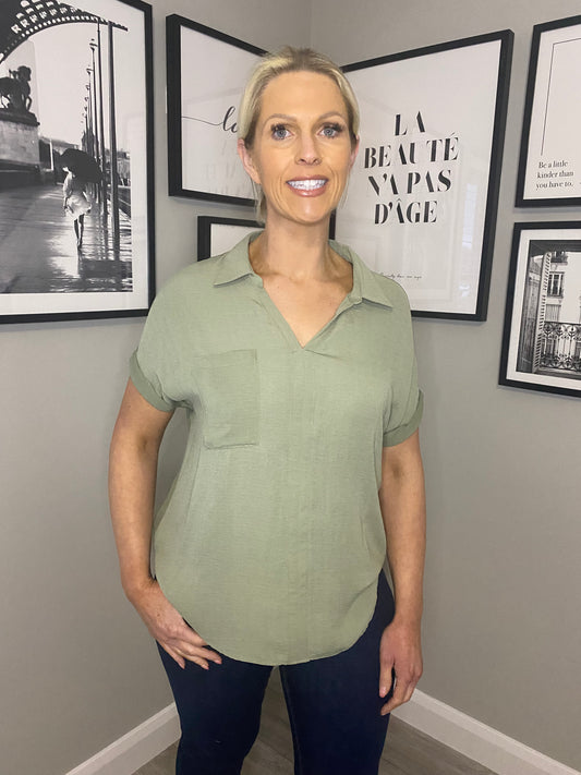 Khaki Chiffon Blouse