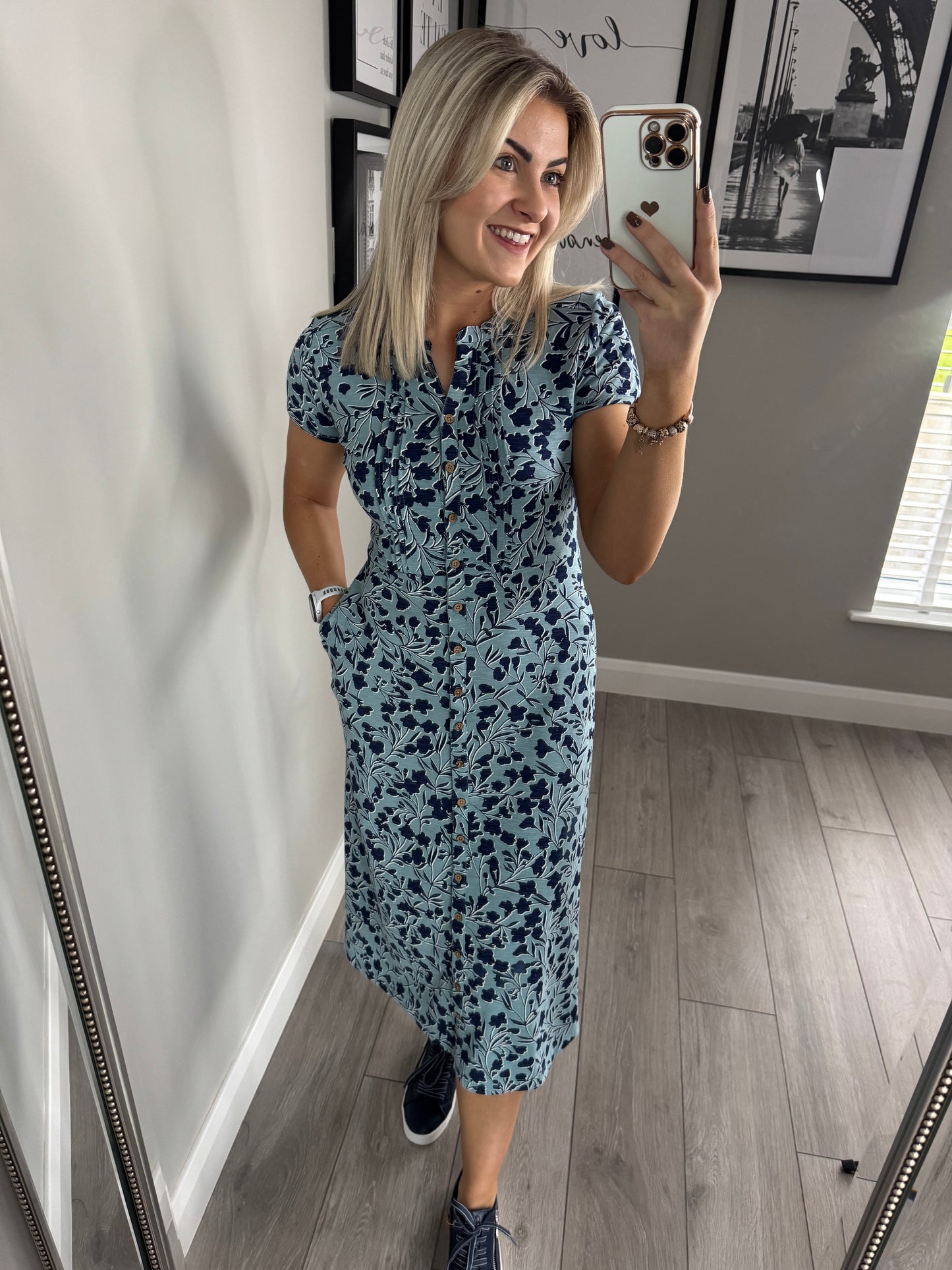 Brakeburn Shadow Floral Blue Dress