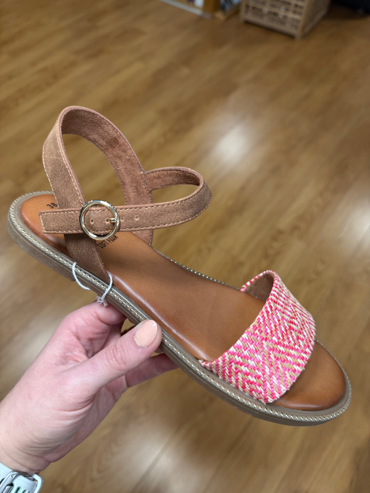 S. Oliver Pink/Tan Woven Sandal