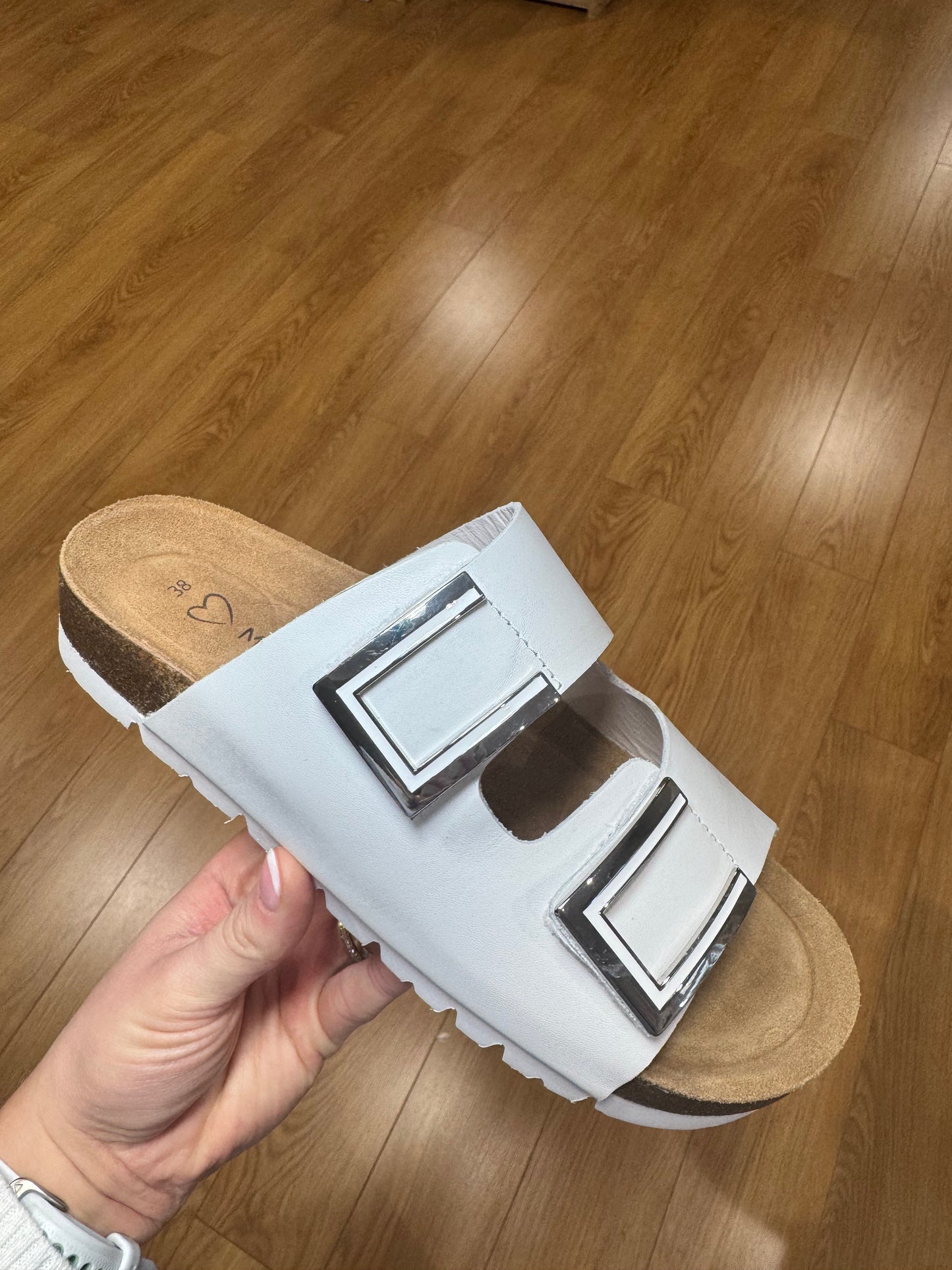 Marco Tozzi White Velcro Slider