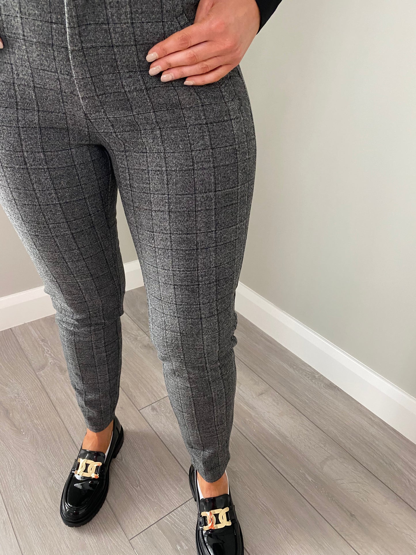 Freequent Grey/Black Checked Trousers