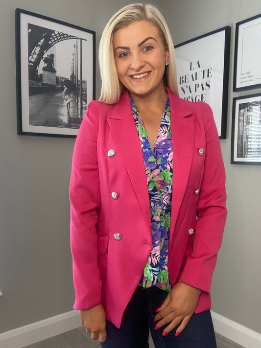 Fuchsia Pink Button Blazer