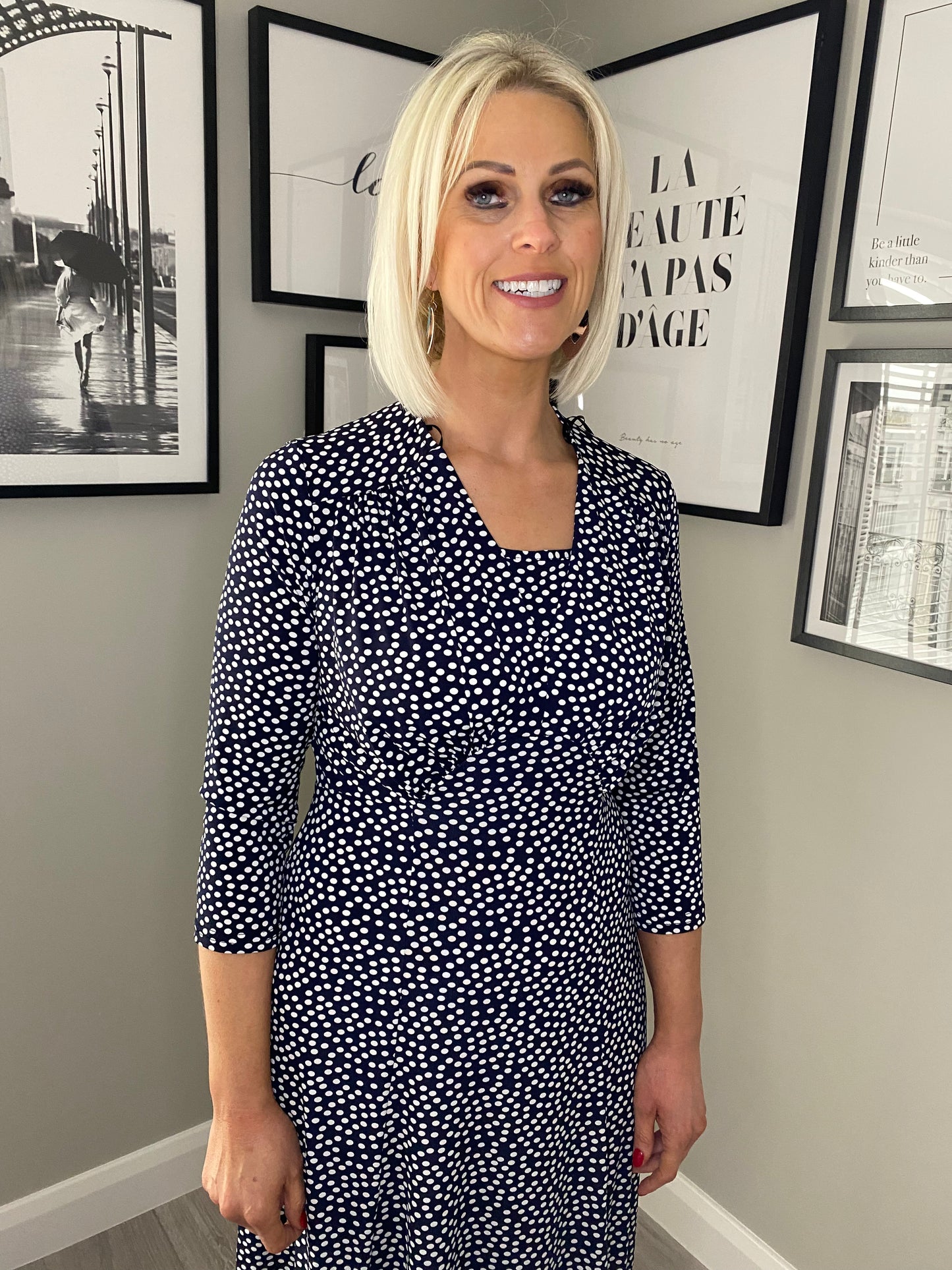 Anonymous Navy Spotted Dress