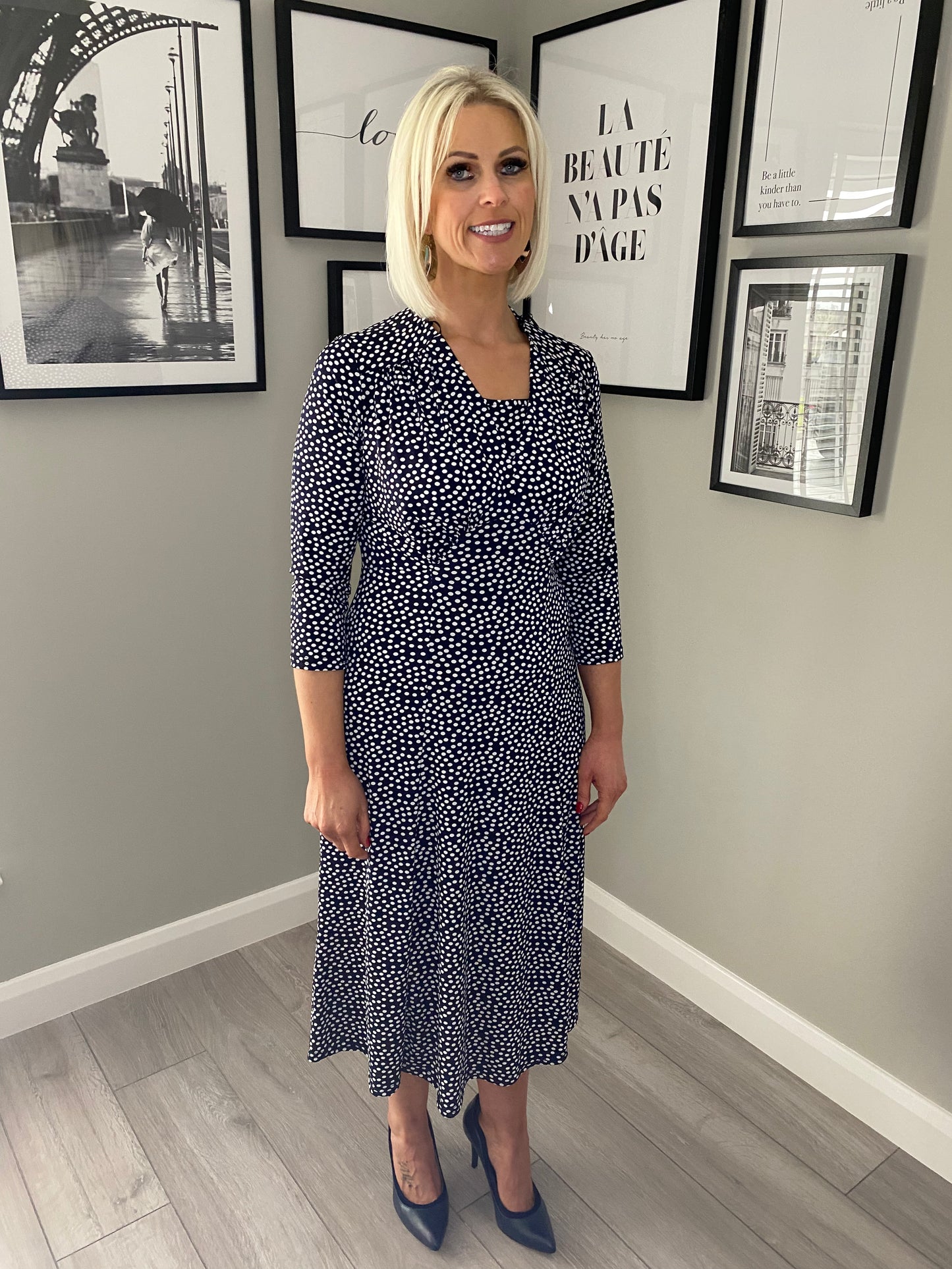 Anonymous Navy Spotted Dress